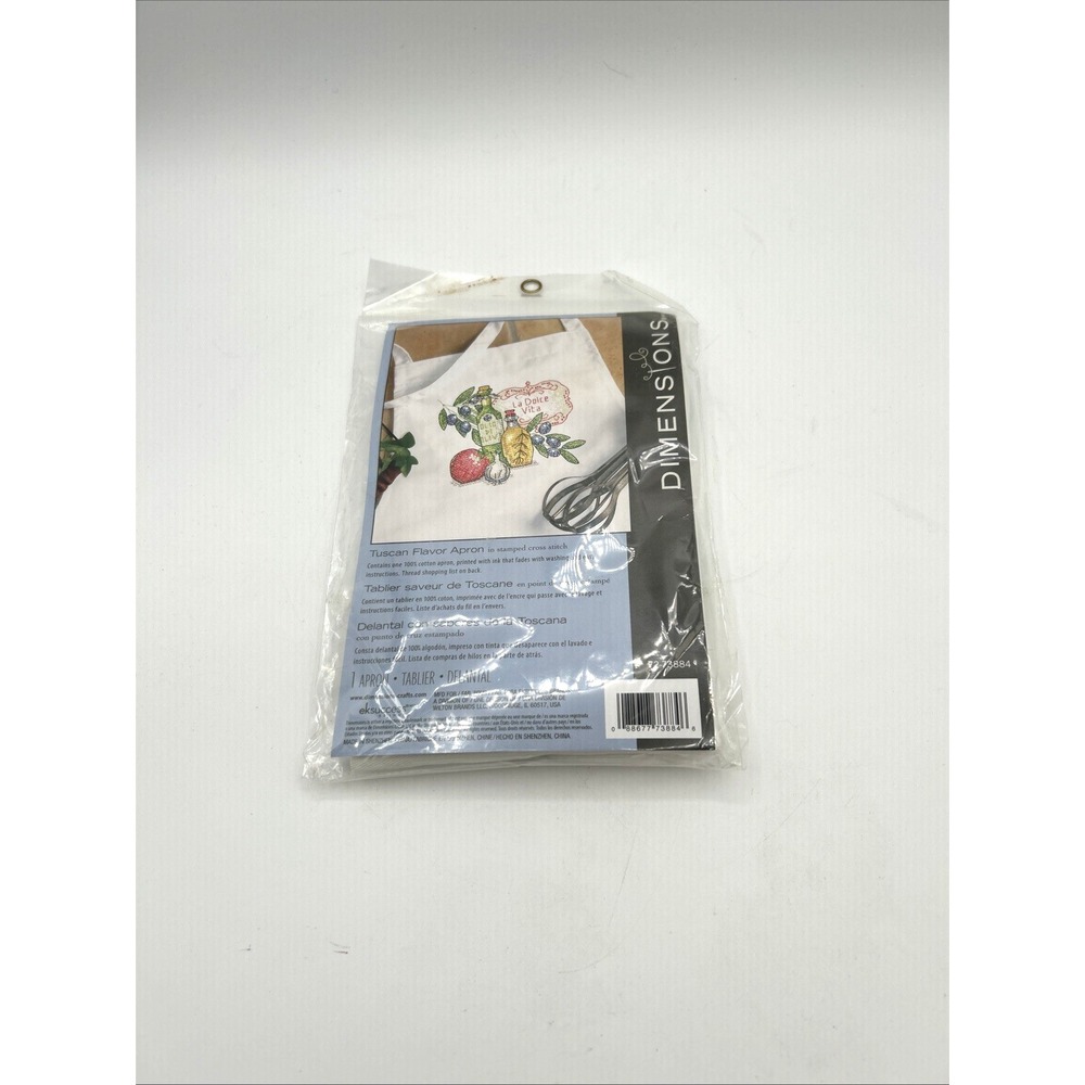 Dimensions Tuscan Flavor Apron Stamped Cross Stitch Kit White Italy Kitchen Art